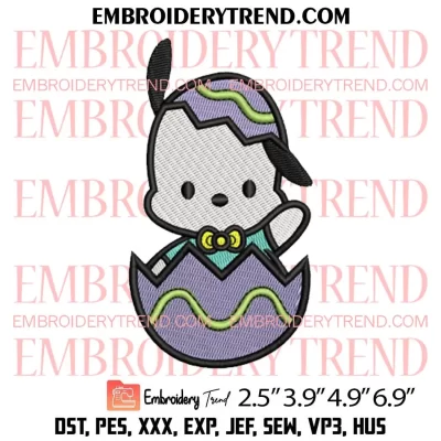 Cute Pochacco Easter Egg Embroidery Design, Pochacco Happy Easter Embroidery Digitizing Pes File