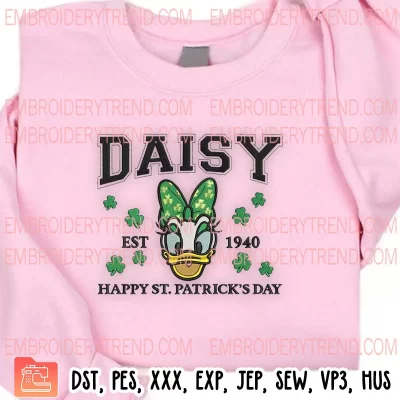 Daisy Duck St Patricks Day 1940 Embroidery Design, Disney Daisy Shamrock Embroidery Digitizing Pes File