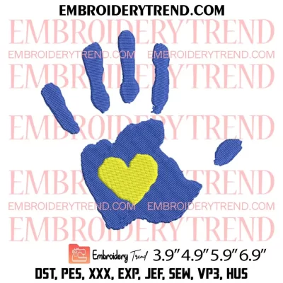 Down Syndrome Awareness Sock Embroidery Design, Butterfly With Hearts Embroidery Digitizing Pes File