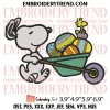 Snoopy and Woodstock Happy Easter Embroidery Design, Easter Day Embroidery Digitizing Pes File
