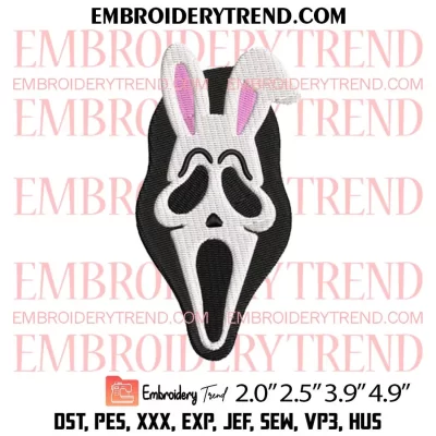 Ghostface Bunny Embroidery Design, Easter Horror Embroidery Digitizing Pes File