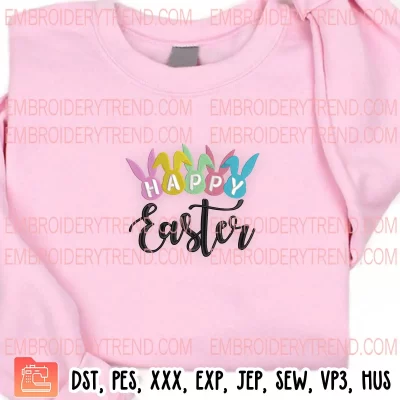 Happy Easter Bunny Embroidery Design, Bunny Easter Multicolor Embroidery Digitizing Pes File