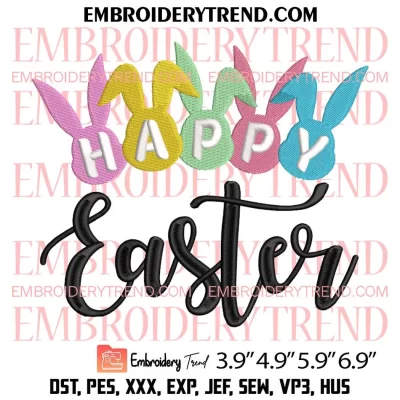 Happy Easter Bunny Embroidery Design, Bunny Easter Multicolor Embroidery Digitizing Pes File