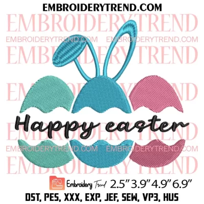 Happy Easter Eggs Embroidery Design, Easter Day Embroidery Digitizing Pes File
