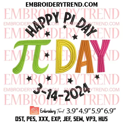 Happy Face Pi Day Embroidery Design, Math Teacher Embroidery Digitizing Pes File