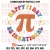 Happy Pi Day Embroidery Design, Pi Day Smiley Face Embroidery Digitizing Pes File
