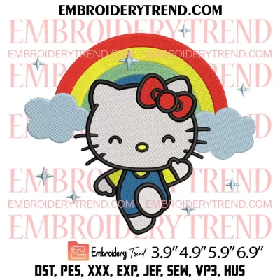 Hello Kitty Winter Skating Embroidery Design, Cute Hello Kitty Christmas Embroidery Digitizing File