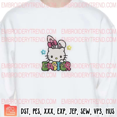 Hello Kitty Easter Bunny Embroidery Design, Sanrio Easter Day Embroidery Digitizing Pes File