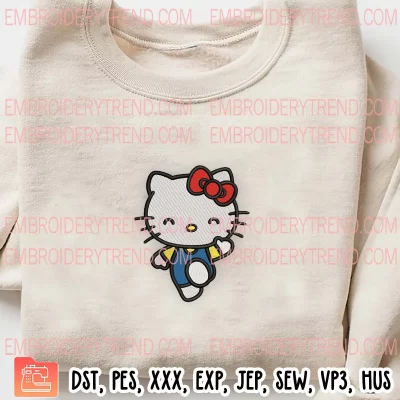 Hello Kitty Embroidery Design, Cute Kitty Embroidery Digitizing Pes File