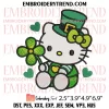 Hello Kitty Four Leaf Clover Embroidery Design, Kitty St Patricks Day Embroidery Digitizing Pes File