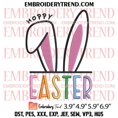 Hoppy Easter Embroidery Design, Easter Day Embroidery Digitizing Pes File