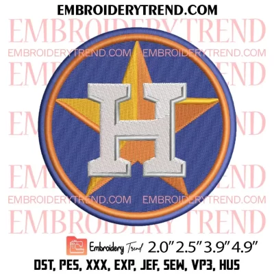 MLB Houston Astros Logo Embroidery Design, Baseball Logo Embroidery Digitizing Pes File