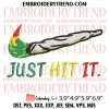 Addicted Embroidery Design, Marijuana Leaf Embroidery Digitizing Pes File