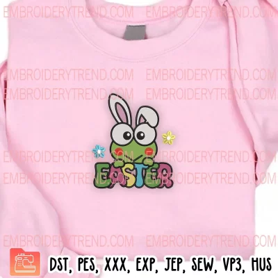 Keroppi Easter Bunny Embroidery Design, Sanrio Easter Day Embroidery Digitizing Pes File