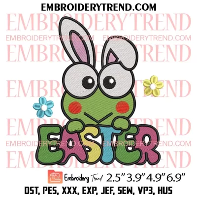 Keroppi Easter Bunny Embroidery Design, Sanrio Easter Day Embroidery Digitizing Pes File