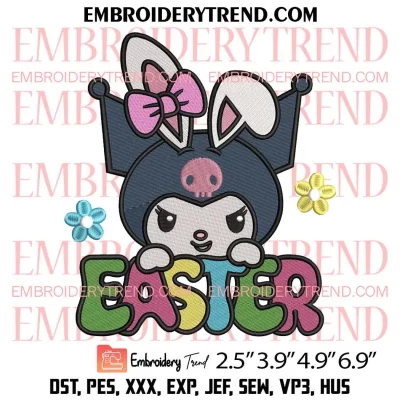 Kuromi Easter Bunny Embroidery Design, Sanrio Easter Day Embroidery Digitizing Pes File