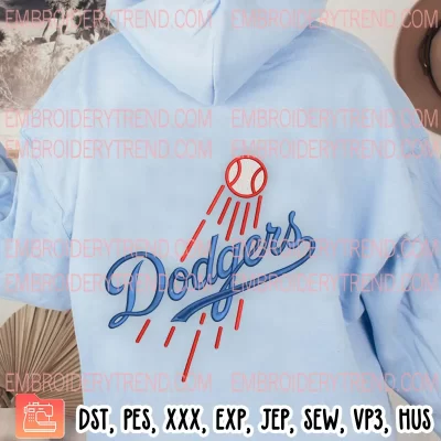 LA Dodgers Baseball Embroidery Design, MLB Sport Embroidery Digitizing Pes File