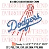 Dodgers Heart Embroidery Design, Baseball Los Angeles Dodgers Embroidery Digitizing Pes File