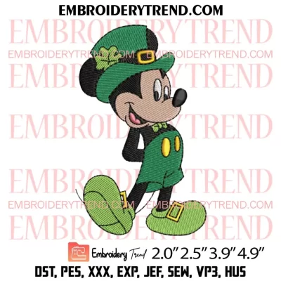 Minnie Mouse St Patricks Day Embroidery Design, Cute Minnie Shamrock Embroidery Digitizing Pes File