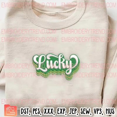 Lucky Embroidery Design, St Patricks Day Rainbow Embroidery Digitizing Pes File