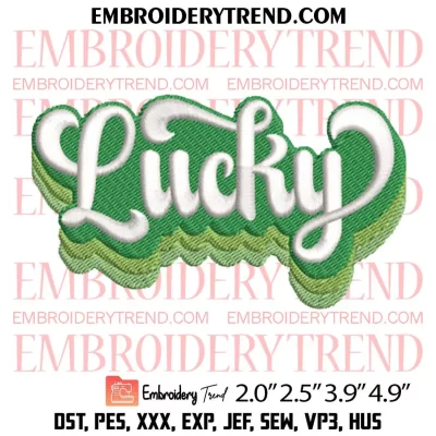 Lucky Embroidery Design, St Patricks Day Rainbow Embroidery Digitizing Pes File