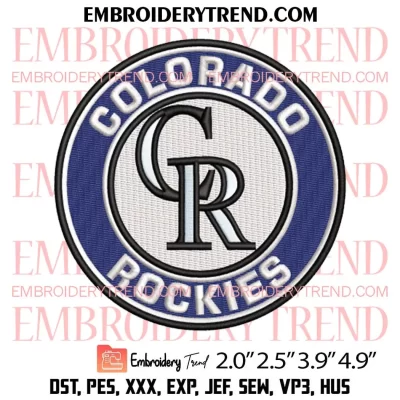 MLB Colorado Rockies Logo Embroidery Design, Sport Baseball Embroidery Digitizing Pes File