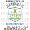 Red Apple Pi Embroidery Design, Pi Day Embroidery Digitizing Pes File