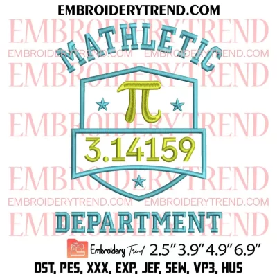 Red Apple Pi Embroidery Design, Pi Day Embroidery Digitizing Pes File