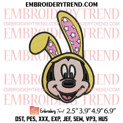 Minnie Bunny Face Easter Embroidery Design, Disney Easter Day Embroidery Digitizing Pes File