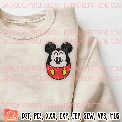 Mickey Easter Egg Embroidery Design, Easter Day Disney Embroidery Digitizing Pes File