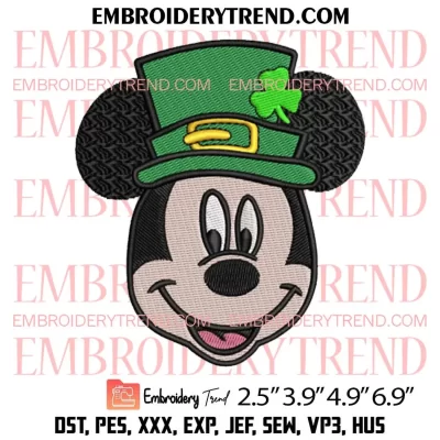 Goofy Face St Patricks Day Embroidery Design, St Patricks Day Disney Embroidery Digitizing Pes File