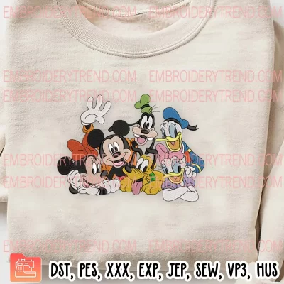 Mickey Mouse With Friends Embroidery Design, Disney Friends Embroidery Digitizing Pes File