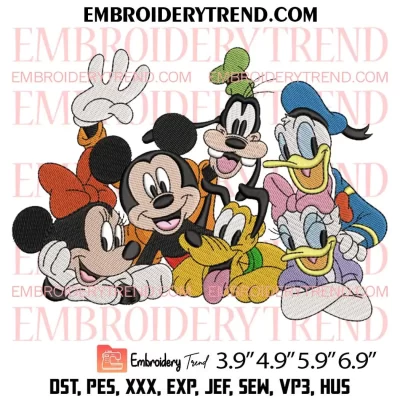 Mickey Mouse With Friends Embroidery Design, Disney Friends Embroidery Digitizing Pes File