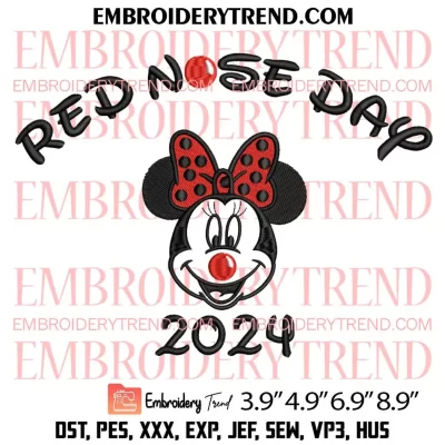 Mickey Red Nose Day 2024 Embroidery Design, Red Nose Day Disney Embroidery Digitizing Pes File