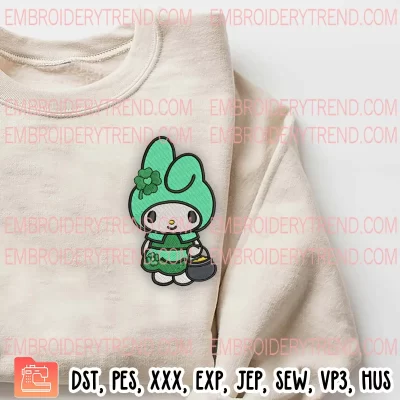 My Melody Patricks Day Embroidery Design, Sanrio My Melody Embroidery Digitizing Pes File