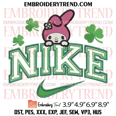 Chococat St Patricks Day x Nike Embroidery Design, Chococat Shamrocks Embroidery Digitizing Pes File