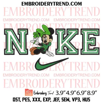 Mickey St Patricks Day Nike Embroidery Design, Leprechaun Mickey Mouse Embroidery Digitizing Pes File
