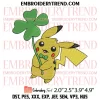 Pikachu Four Leaf Clover x Nike Embroidery Design, Pokemon St Patricks Day Embroidery Digitizing Pes File