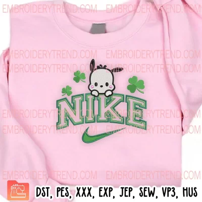 Pochacco St Patricks Day x Nike Embroidery Design, Pochacco Shamrocks Embroidery Digitizing Pes File