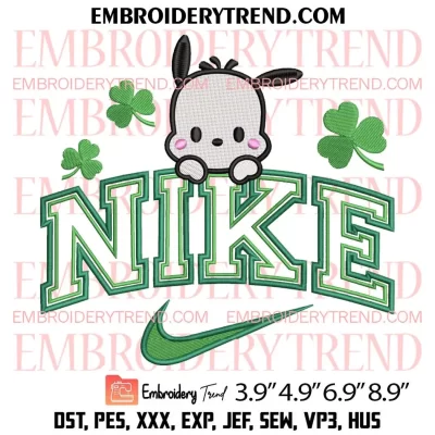 Keroppi St Patricks Day x Nike Embroidery Design, Keroppi Shamrocks Embroidery Digitizing Pes File