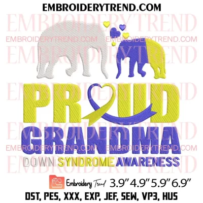 Proud Dad World Down Syndrome Day Embroidery Design, Yellow Blue Ribbon Embroidery Digitizing Pes File