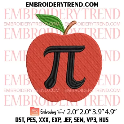 Happy Pi Day Embroidery Design, Pi Day Smiley Face Embroidery Digitizing Pes File