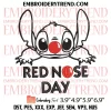 Red Nose Day Unicorn Embroidery Design, Smile Unicorn Embroidery Digitizing Pes File