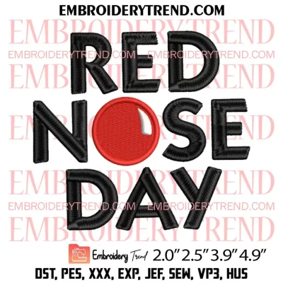 Red Nose Day Logo Embroidery Design, Happy Red Nose Day Embroidery Digitizing Pes File