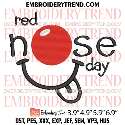 Red Nose Day School Embroidery Design, Smile Red Nose Embroidery Digitizing Pes File