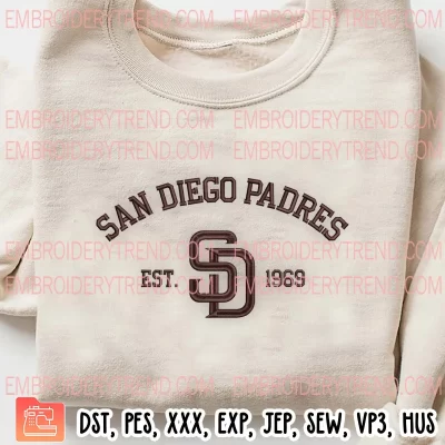 San Diego Padres Est 1969 Embroidery Design, SD Baseball Embroidery Digitizing Pes File