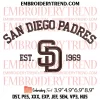 San Diego Padres Heart Embroidery Design, Logo Baseball Embroidery Digitizing Pes File