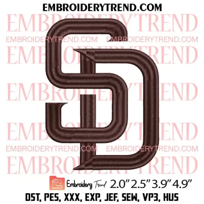 San Diego Padres Logo Embroidery Design, MLB Baseball Embroidery Digitizing Pes File
