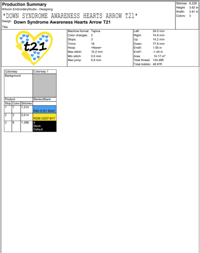 Down Syndrome Awareness Hearts Embroidery Design, Hearts Arrow T21 Embroidery Digitizing Pes File