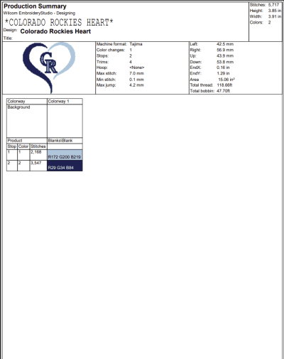 Colorado Rockies Heart Embroidery Design, Baseball Logo Embroidery Digitizing Pes File
